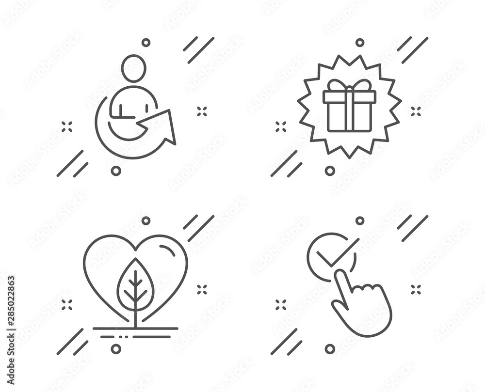 Local grown, Share and Surprise gift line icons set. Checkbox sign. Organic tested, Referral person, Shopping offer. Approved. Business set. Line local grown outline icon. Vector Local grown, Share and Surprise gift line icons set. Checkbox sign. Organic tested, Referral person, Shopping offer. Approved. Business set. Line local grown outline icon. Vector