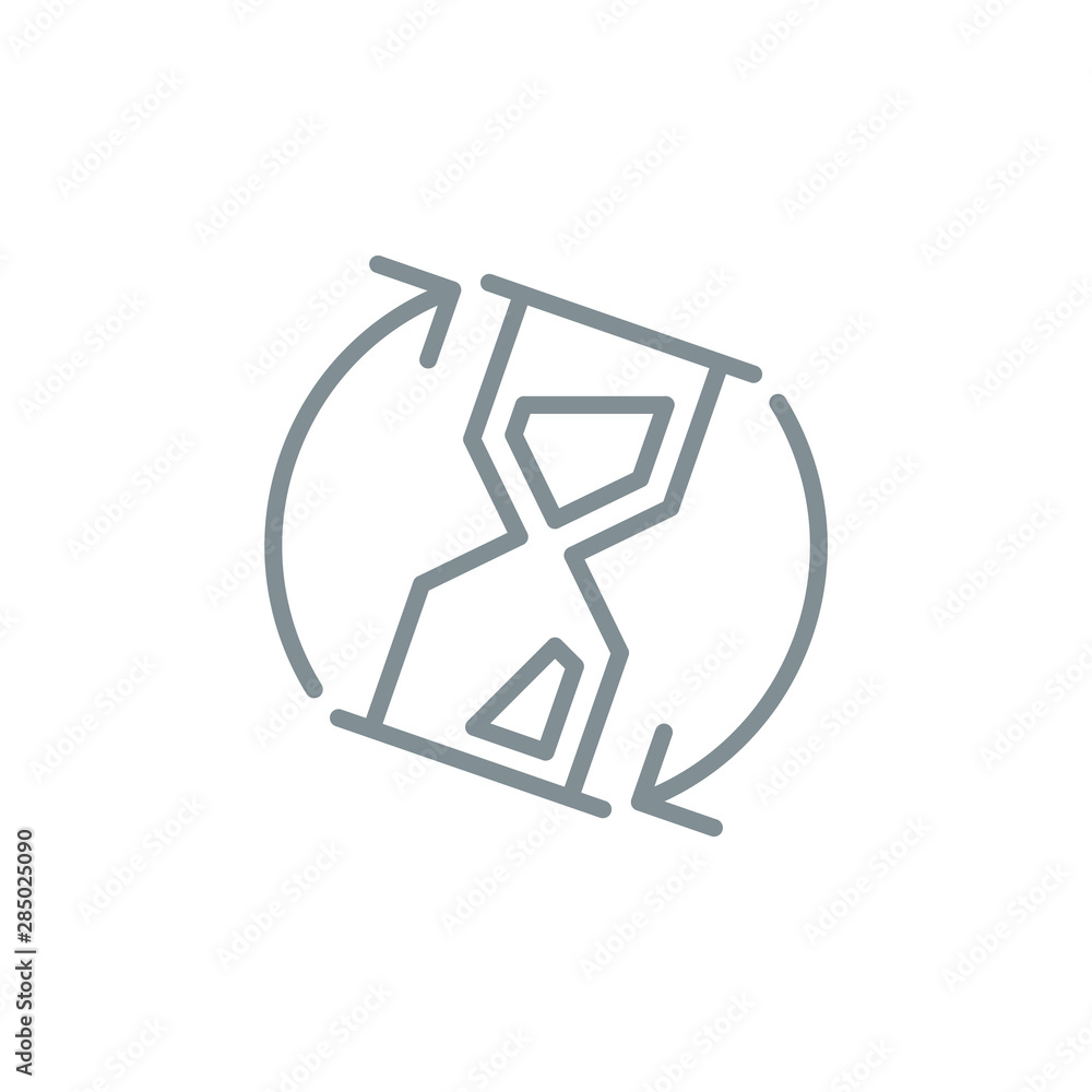 sandglass clock outline flat icon. Single high quality outline logo symbol for web design or mobile app. Thin line waiting logo. Gray wait clock icon pictogram isolated on white background sandglass clock outline flat icon. Single high quality outline logo symbol for web design or mobile app. Thin line waiting logo. Gray wait clock icon pictogram isolated on white background