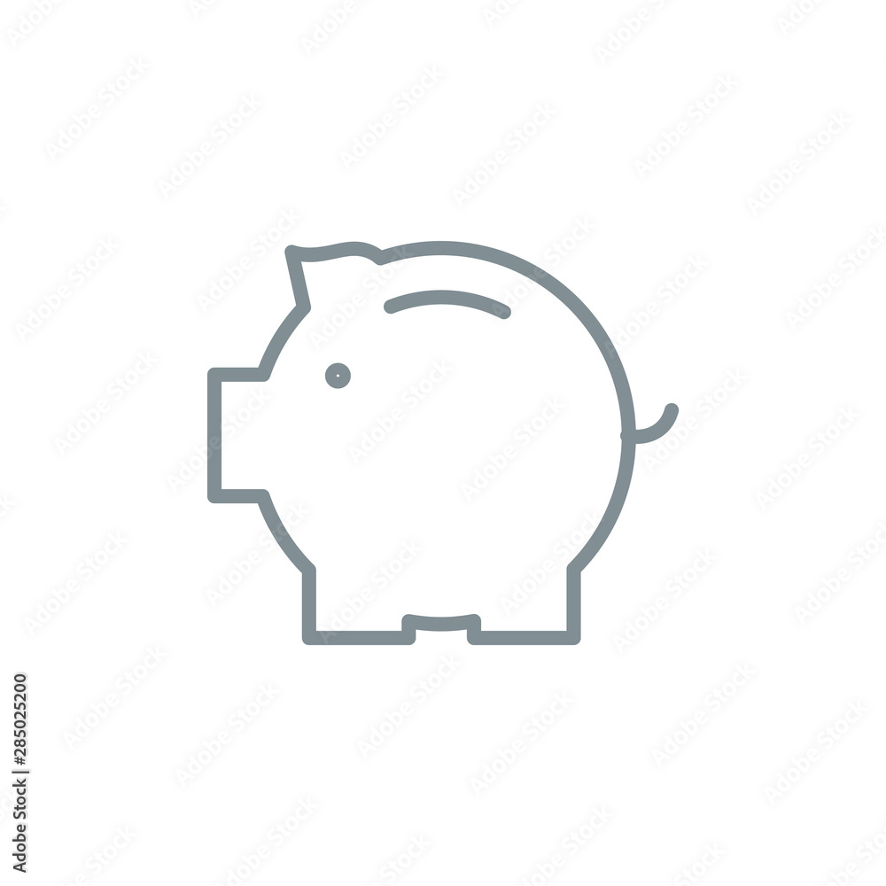 coins piggy bank outline flat icon. Single high quality outline logo symbol for web design or mobile app. Thin line coins piggy bank logo. gray icon pictogram isolated on white background coins piggy bank outline flat icon. Single high quality outline logo symbol for web design or mobile app. Thin line coins piggy bank logo. gray icon pictogram isolated on white background