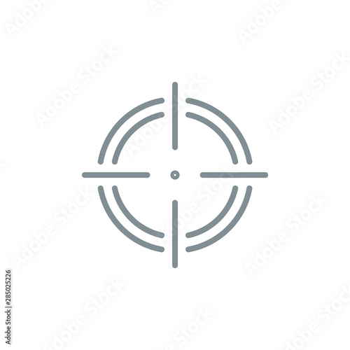 aim right on target outline flat icon. Single high quality outline logo symbol for web design or mobile app. Thin line sign design logo. gray icon pictogram isolated on white background