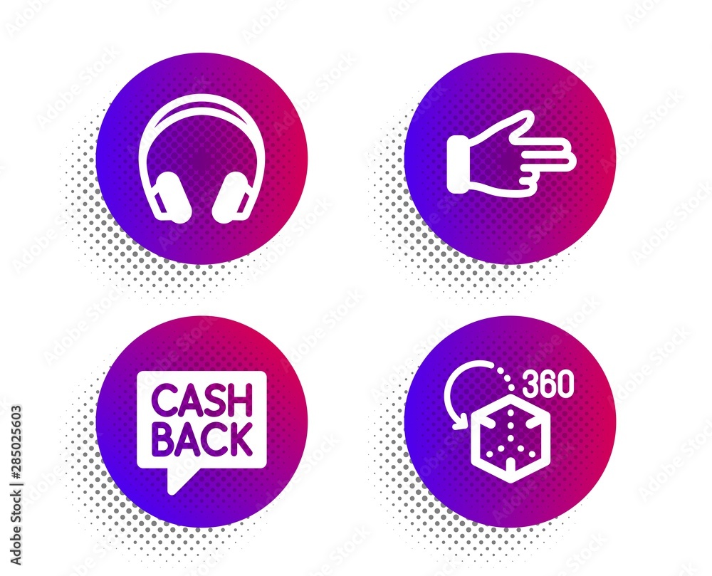 Money transfer, Headphones and Click hand icons simple set. Halftone dots button. Augmented reality sign. Cashback message, Music listening device, Direction finger. Virtual reality. Vector Money transfer, Headphones and Click hand icons simple set. Halftone dots button. Augmented reality sign. Cashback message, Music listening device, Direction finger. Virtual reality. Vector