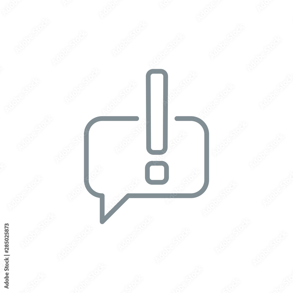 Attention exclamation mark outline flat icon. Single high quality outline logo symbol for web design mobile app. Thin line sign design logo. gray icon pictogram isolated on white background