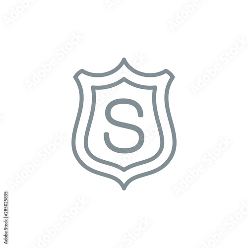 shield protect outline flat icon. Single high quality outline safety logo symbol for web design or mobile app. Thin line shield secure logo. gray icon security isolated on white background
