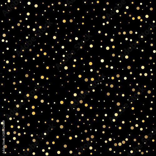Glitter pattern for banner, greeting card. Christmas dots background vector, flying gold sparkles confetti.