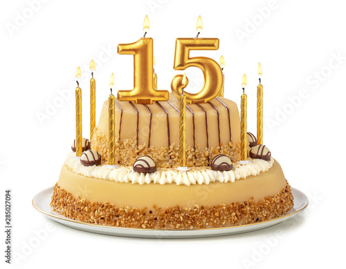 Festliche Torte mit goldenen Kerzen - Nummer 15