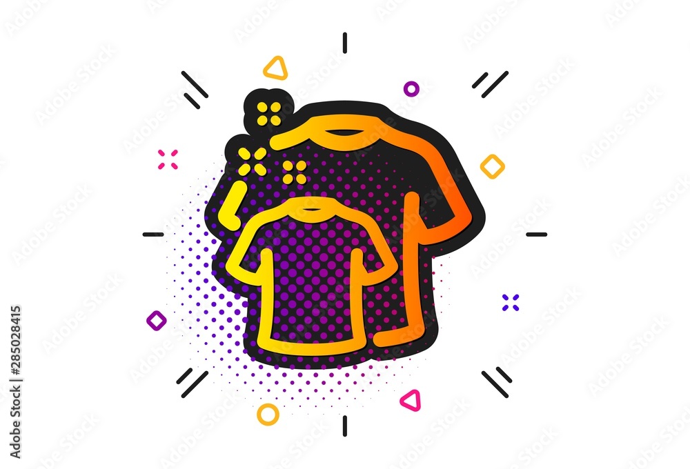Laundry shirt sign. Halftone circles pattern. Clean t-shirt icon. Clothing cleaner symbol. Classic flat clean t-shirt icon. Vector Laundry shirt sign. Halftone circles pattern. Clean t-shirt icon. Clothing cleaner symbol. Classic flat clean t-shirt icon. Vector