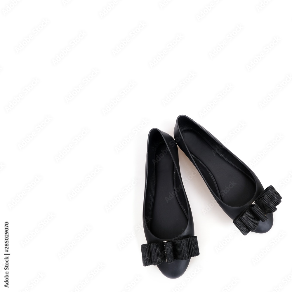 Comfortable beautiful low-heeled black shoes isolated on white background Comfortable beautiful low-heeled black shoes isolated on white background