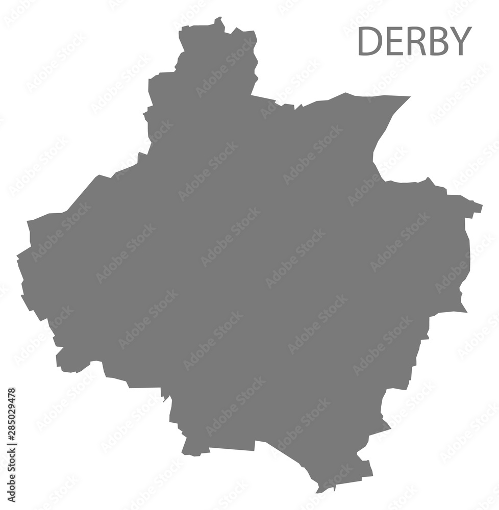 Derby grey district map of East Midlands England UK