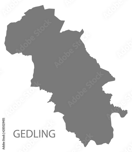 Gedling grey district map of East Midlands England UK