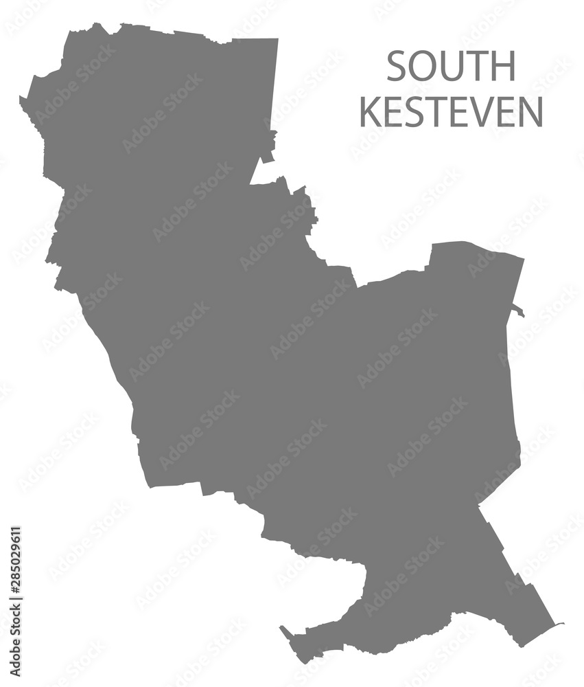 South Kesteven grey district map of East Midlands England UK