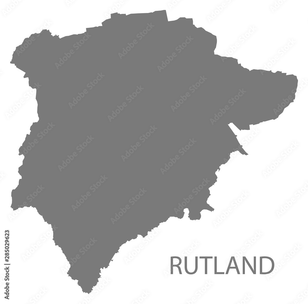 Rutland grey district map of East Midlands England UK