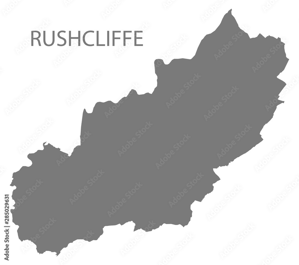 Rushcliffe grey district map of East Midlands England UK
