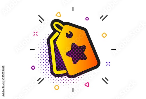 Bonus points. Halftone circles pattern. Loyalty star tags icon. Discount program symbol. Classic flat loyalty tags icon. Vector