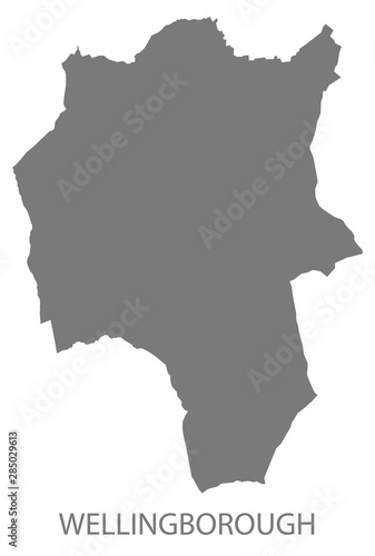 Wellingborough grey district map of East Midlands England UK