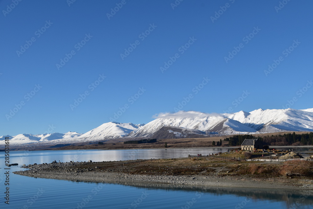 Landscape with mountain and Lake Tekapo in New Zealand Landscape with mountain and Lake Tekapo in New Zealand