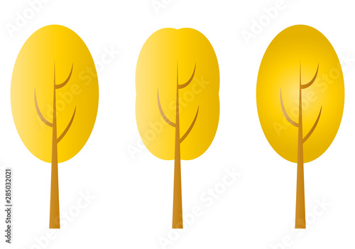 Árboles con las copa amarilla por el otoño.