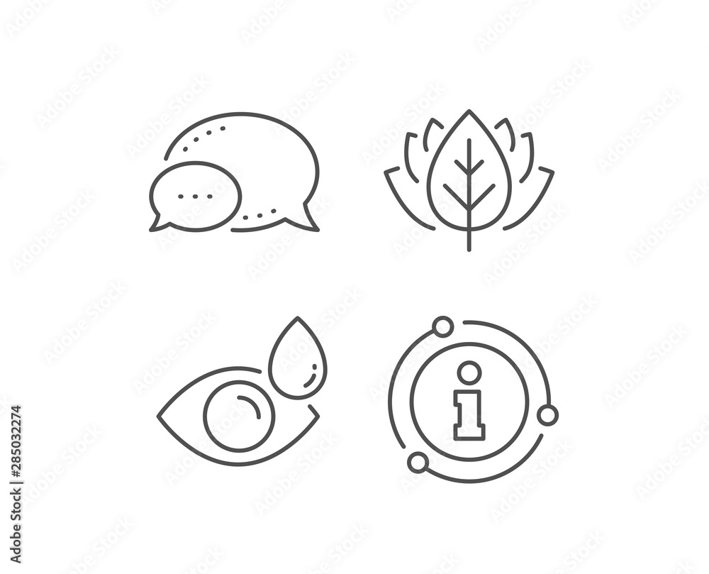 Eye drops line icon. Chat bubble, info sign elements. Oculist clinic sign. Optometry vision symbol. Linear eye drops outline icon. Information bubble. Vector Eye drops line icon. Chat bubble, info sign elements. Oculist clinic sign. Optometry vision symbol. Linear eye drops outline icon. Information bubble. Vector