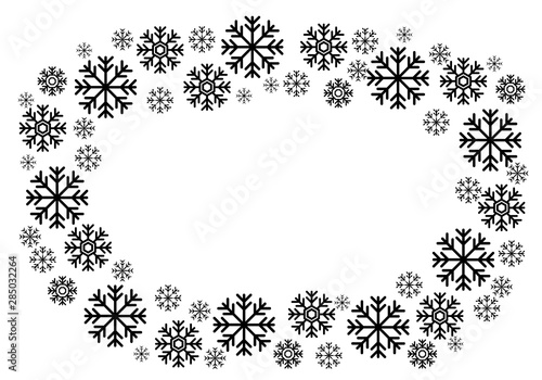 Marco de copos de nieve negros.