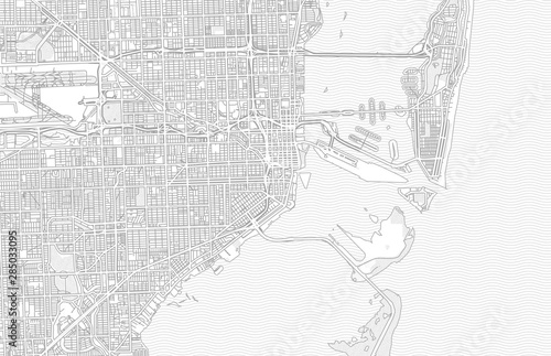 Miami, Florida, USA, bright outlined vector map