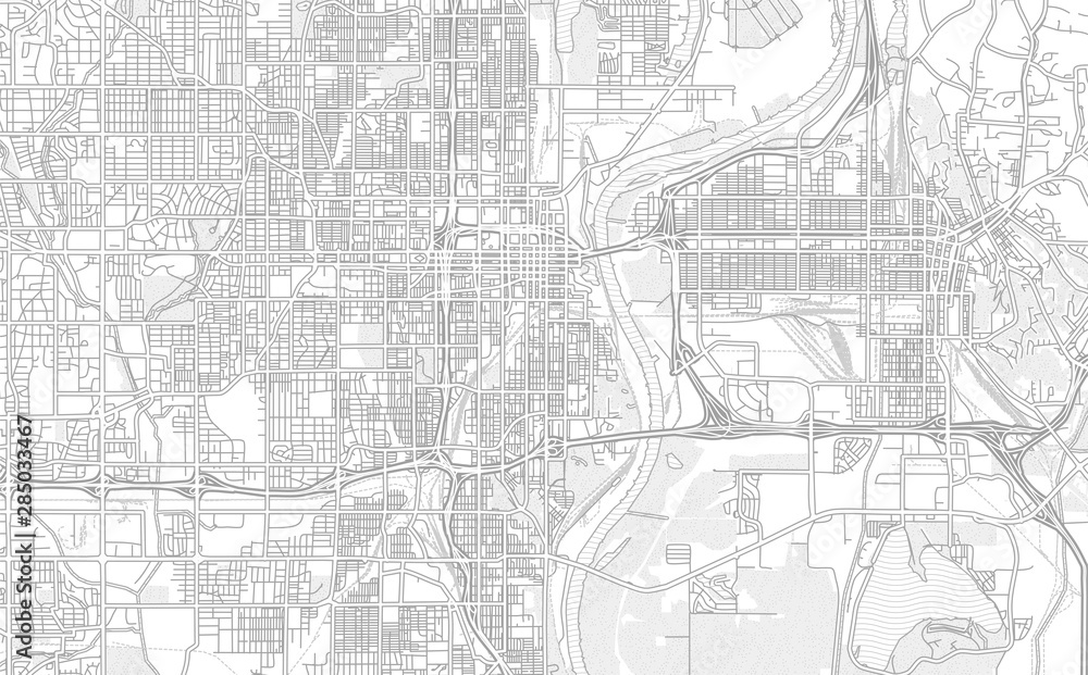 Omaha, Nebraska, USA, bright outlined vector map
