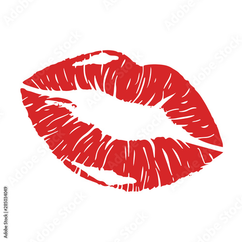 red kiss on white