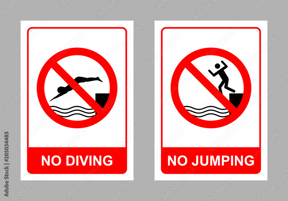 No diving and no jumping sign vector Stock Vector