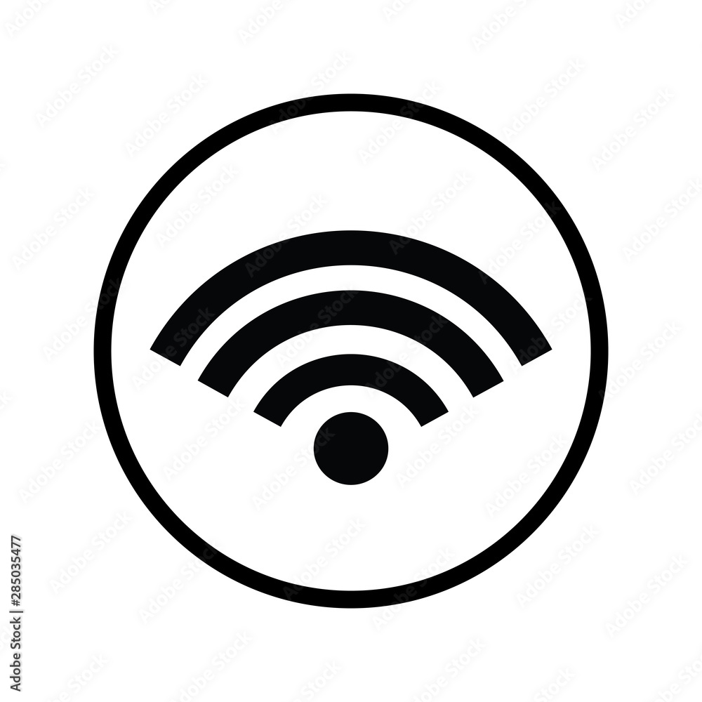 Vector silhouette of wifi on white background. Symbol of wireless,network,signal,internet. Logo in round frame. Vector silhouette of wifi on white background. Symbol of wireless,network,signal,internet. Logo in round frame.