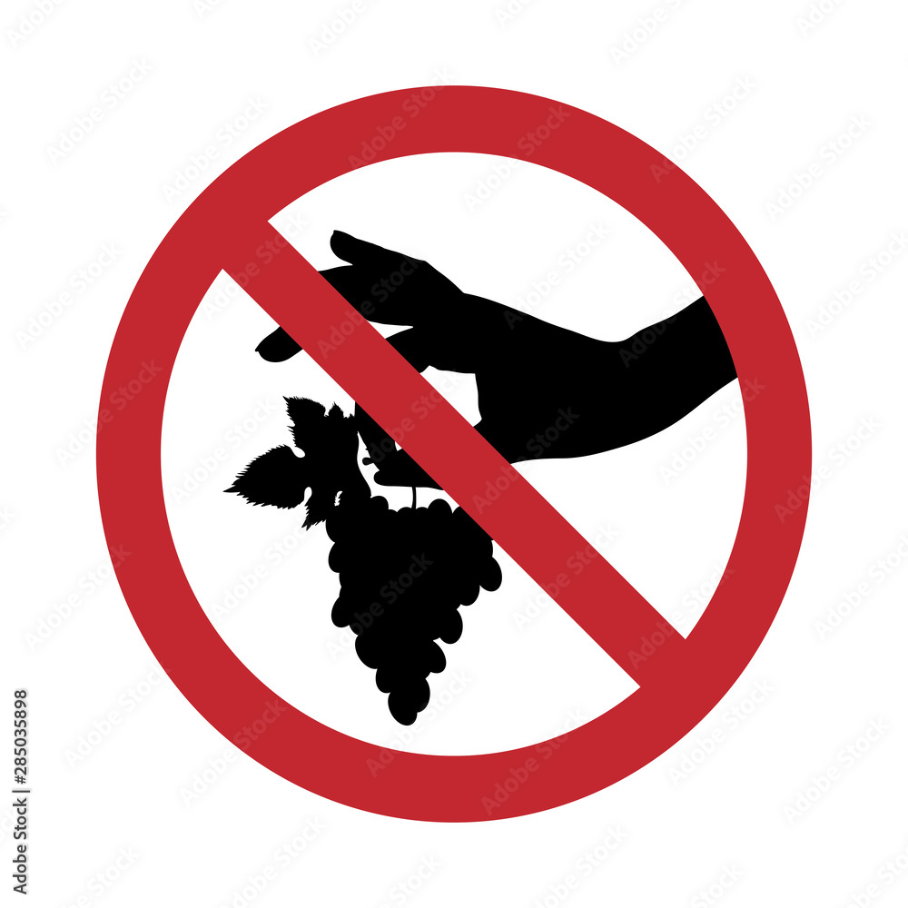 Vector silhouette no tear the fruit mark on white background. Symbol of