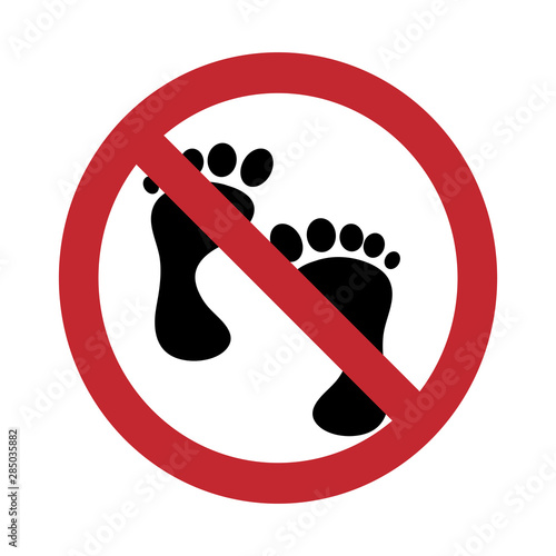 Vector silhouette no entry mark on white background. Symbol of stop,foot,walk,,prohibition,warning.