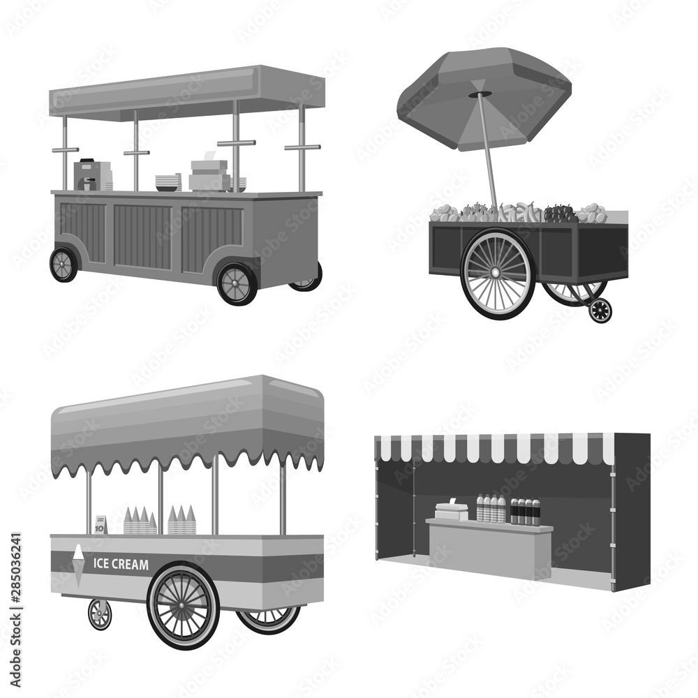 Fototapeta premium Vector illustration of trade and food icon. Set of trade and tent stock vector illustration.