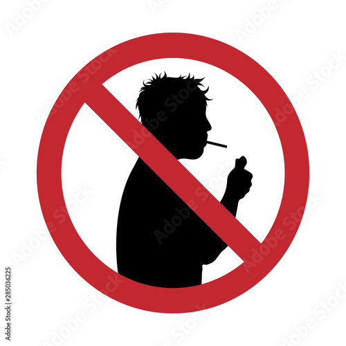 Vector silhouette not smoke on white background. Symbol of stop,prohibition,warning.