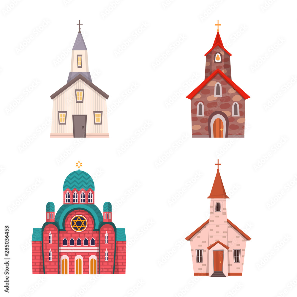 Vector design of religion and building icon. Set of religion and faith stock symbol for web.