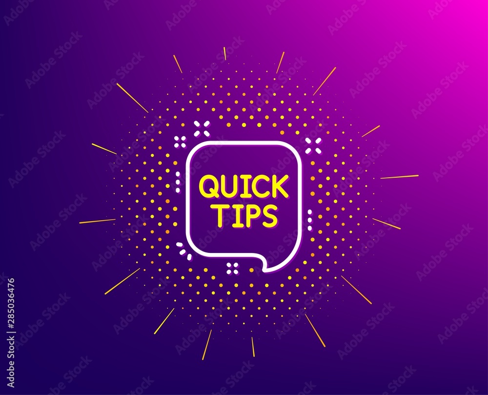 Quick tips line icon. Halftone pattern. Helpful tricks speech bubble sign. Gradient background. Quick tips line icon. Yellow halftone pattern. Vector Quick tips line icon. Halftone pattern. Helpful tricks speech bubble sign. Gradient background. Quick tips line icon. Yellow halftone pattern. Vector