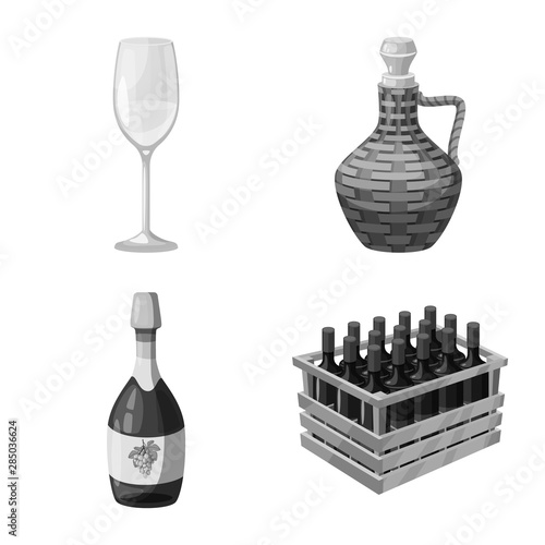 Isolated object of stamp and restaurant symbol. Set of stamp and vineyard stock vector illustration.