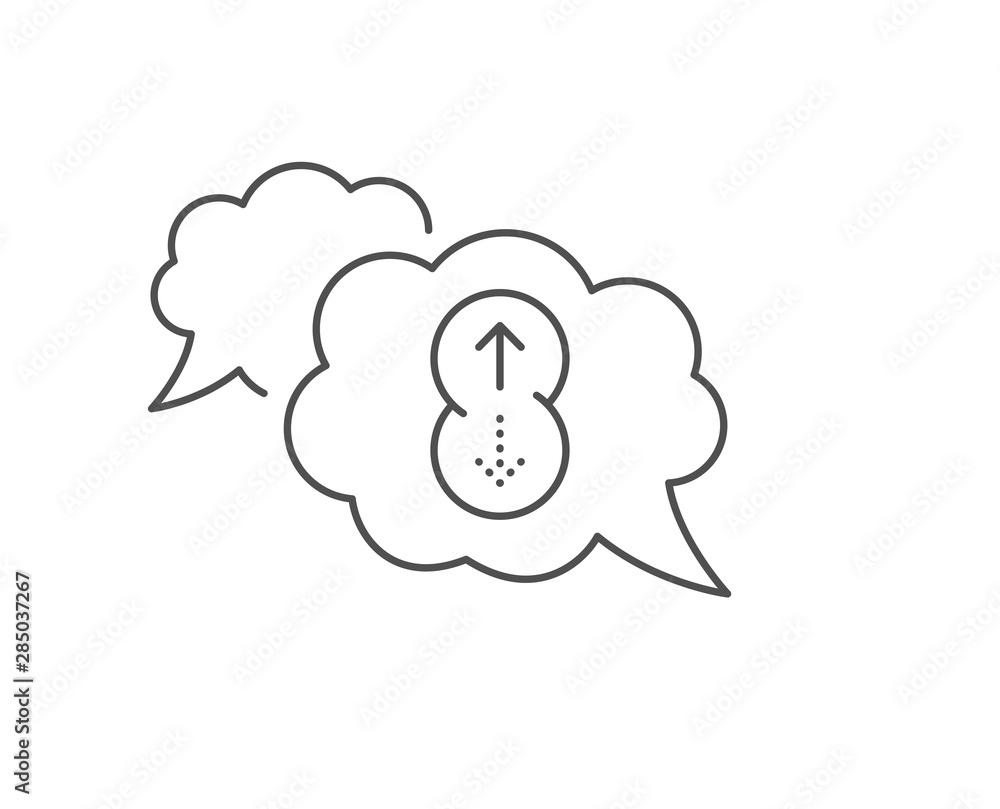Swipe up line icon. Chat bubble design. Scrolling arrow sign. Landing page scroll symbol. Outline concept. Thin line swipe up icon. Vector Swipe up line icon. Chat bubble design. Scrolling arrow sign. Landing page scroll symbol. Outline concept. Thin line swipe up icon. Vector