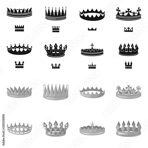 Vector design of medieval and nobility logo. Set of medieval and monarchy stock vector illustration.