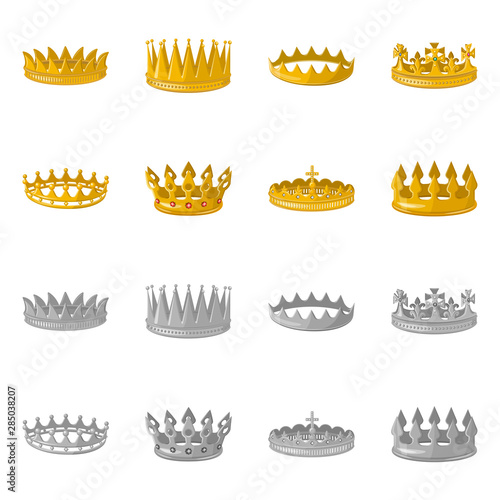 Vector illustration of medieval and nobility logo. Collection of medieval and monarchy stock vector illustration.