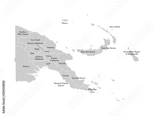 Fotografia, Obraz Vector isolated illustration of simplified administrative map of Papua New Guinea