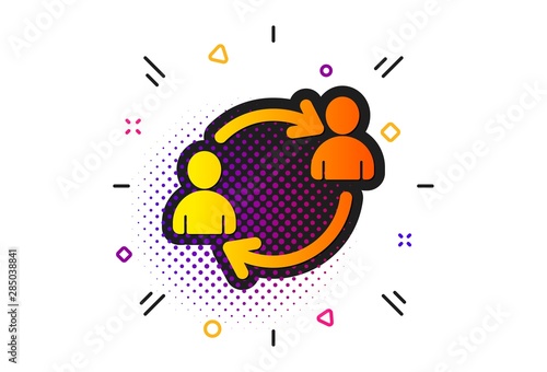 User communication or Human resources. Halftone circles pattern. Teamwork icon. Profile Avatar sign. Person silhouette symbol. Classic flat user communication icon. Vector