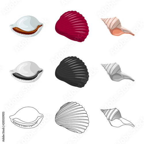 Vector design of animal and decoration sign. Collection of animal and ocean vector icon for stock.