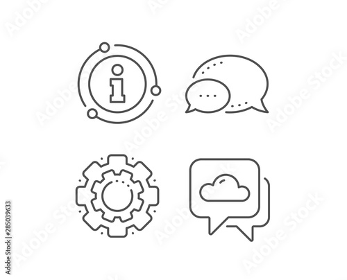 Weather forecast line icon. Chat bubble, info sign elements. Clouds sign. Cloudy sky symbol. Linear weather forecast outline icon. Information bubble. Vector © blankstock
