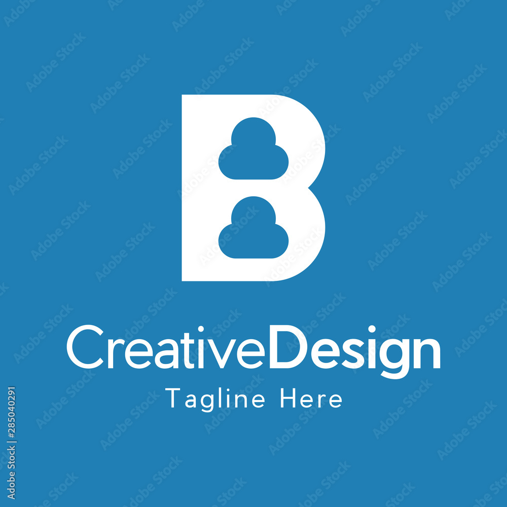B and cloud vector logo, Initial Letter B Logo with Cloud Element B and cloud vector logo, Initial Letter B Logo with Cloud Element
