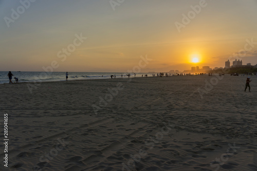 sunset on the coast of the south china sea linshui clean water bay in hainan province