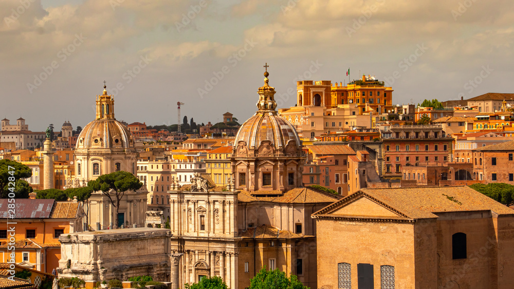 Beautiful view of the rooftops of rome in Italy