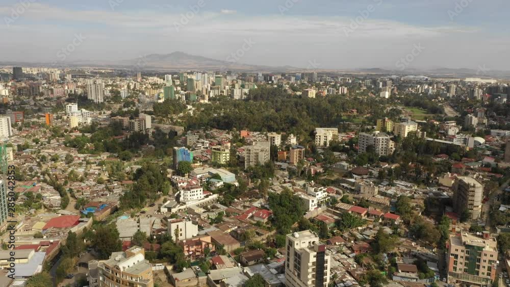 Drone shot flying over residential neighborhood in Addis Ababa, urban landscape Ethiopia Drone shot flying over residential neighborhood in Addis Ababa, urban landscape Ethiopia