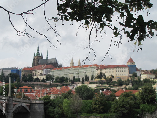 Prague Castle below the Linden Leaves in Prague, the Czech Republic