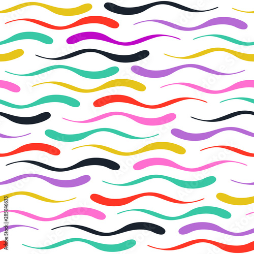 Seamless geometric pattern with wavy lines. Decorative abstract background in positive colors