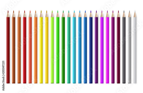 Coloring pencils set vector realistic isolated illustration