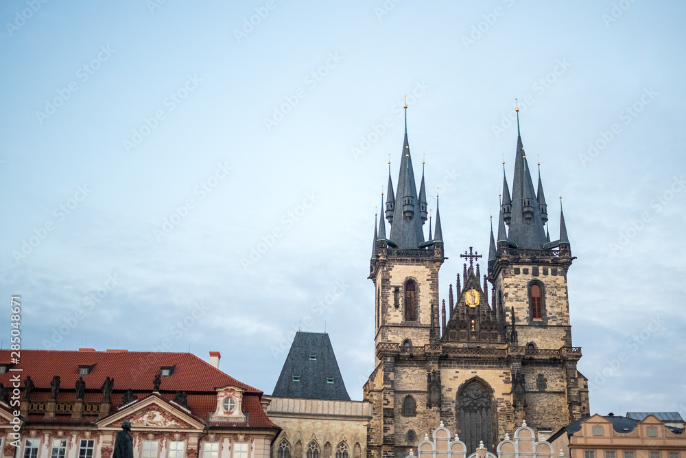 The Church of Mother of God before Tyn, Church of Our Lady before Tyn. Old Town Square with gothic church.