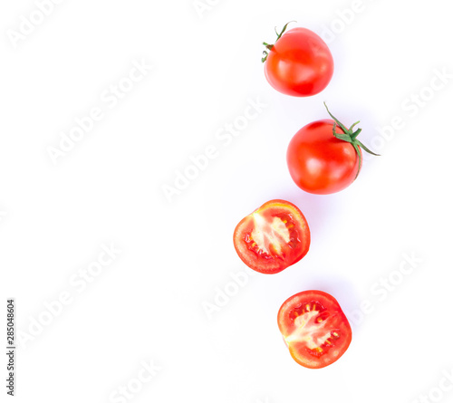 Top view, Fresh tomatoe isolated on white background, Raw food